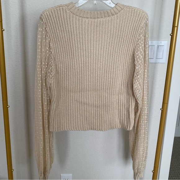 Zara Knit Sweater with Polka Dot Sleeves - Beige - Picture 2 of 5